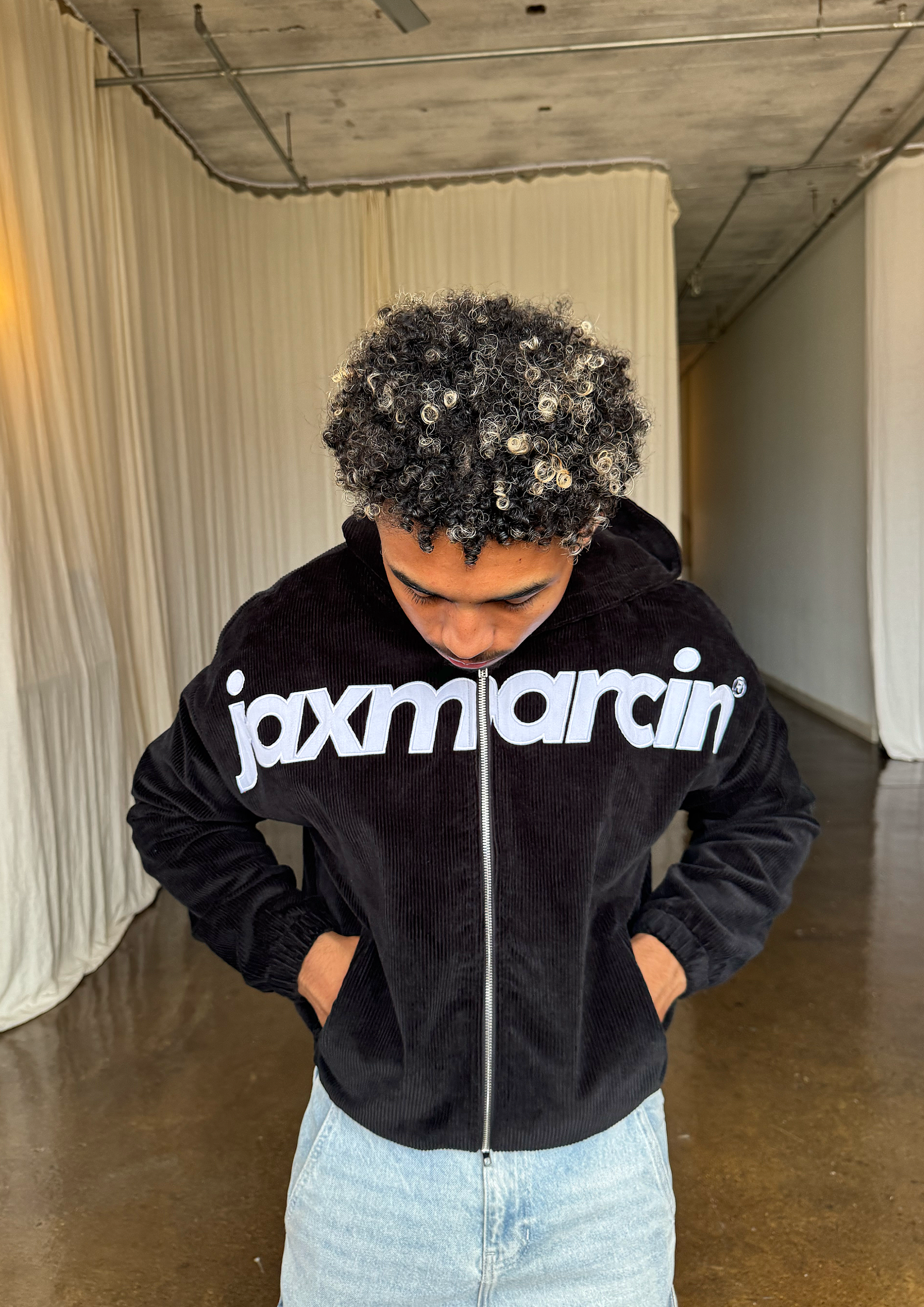 Black Corduroy Zip up