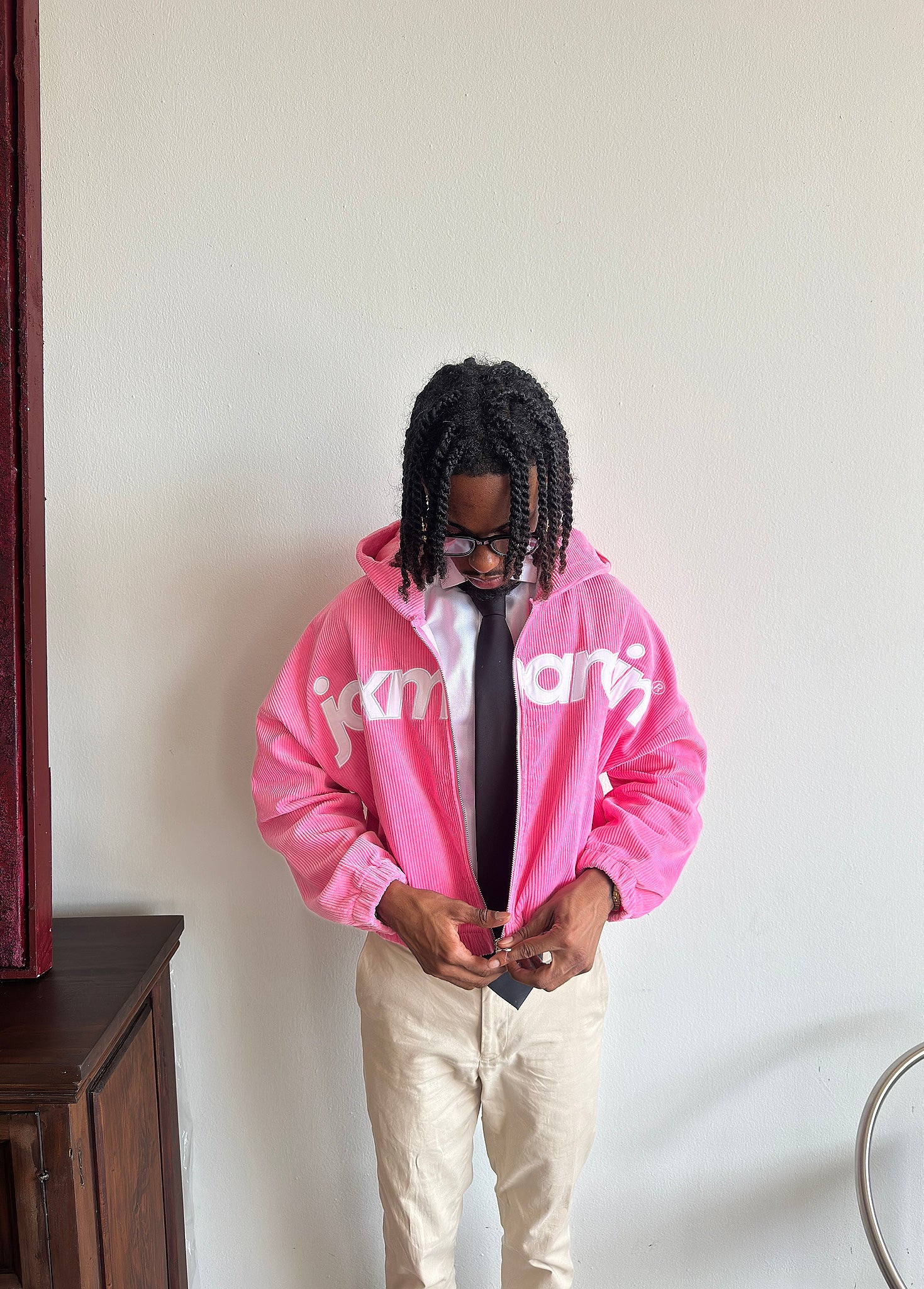 Jax Marcin Pink Corduroy Zip Up