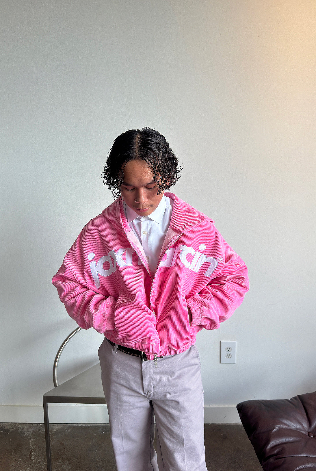 Pink Corduroy Zip Up