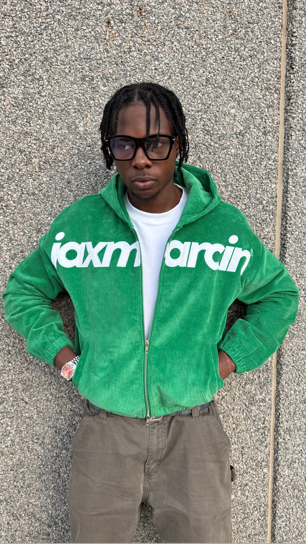Dark green Corduroy Zip up