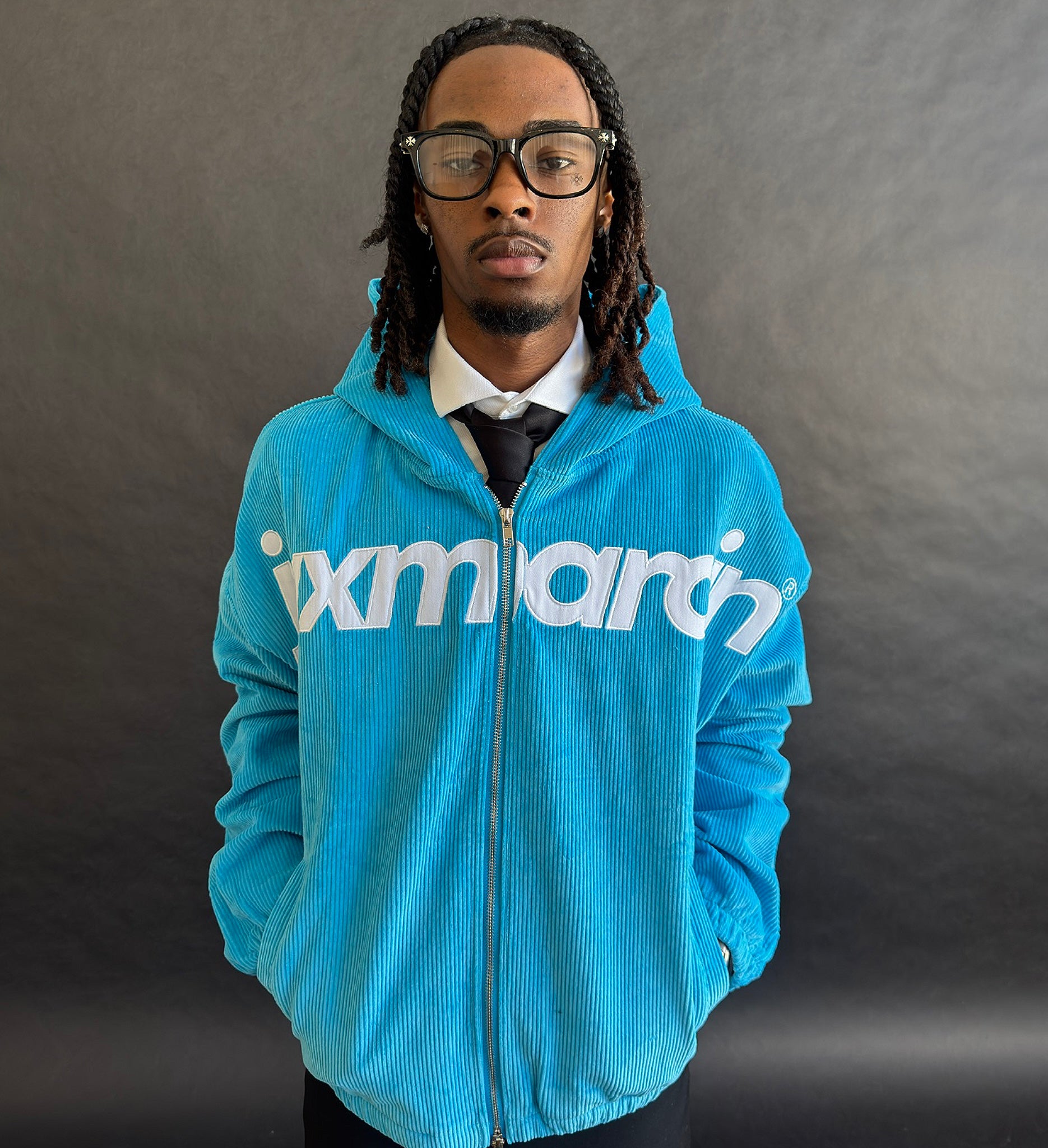 Blue corduroy zip up