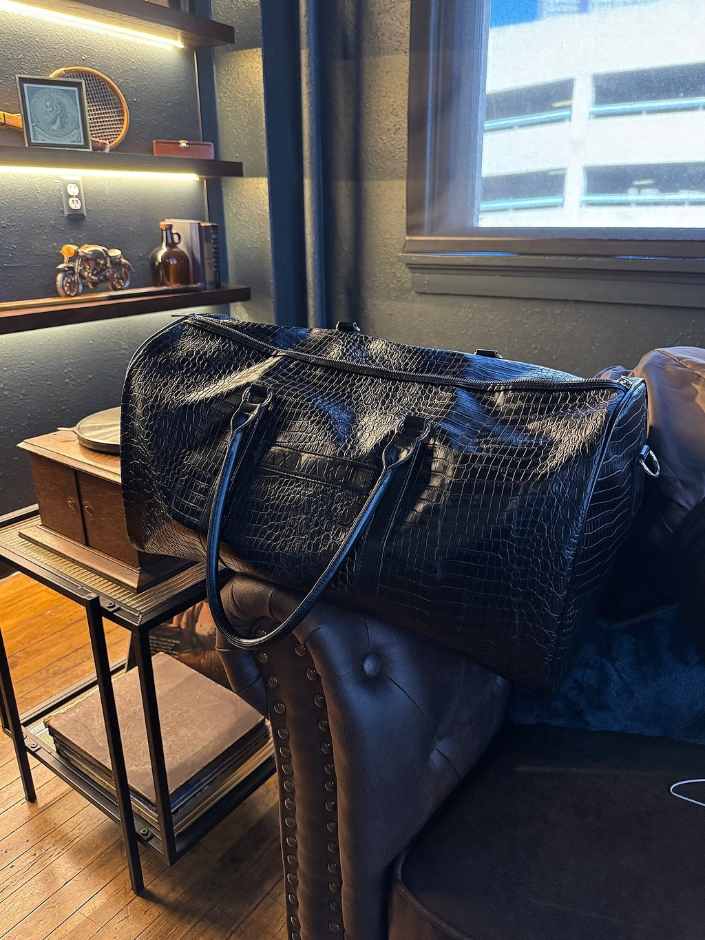 Crocodile leather duffle bag