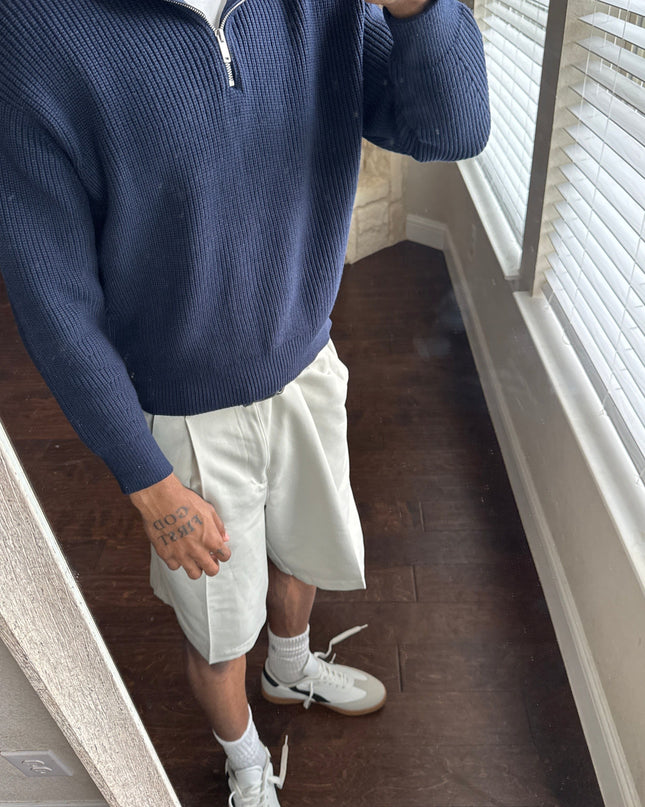 JM Navy Quarter Sweater