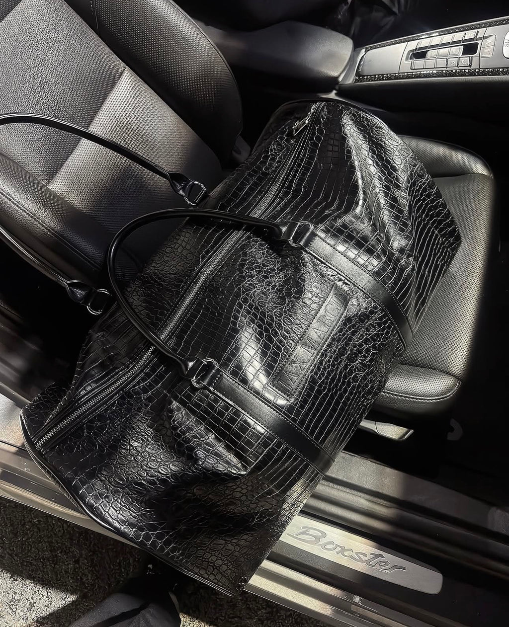 Crocodile leather duffle bag