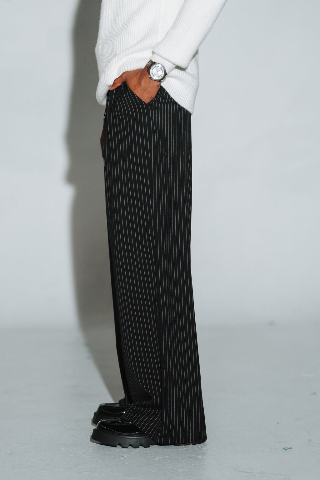 Pleated Pinstripe Pants