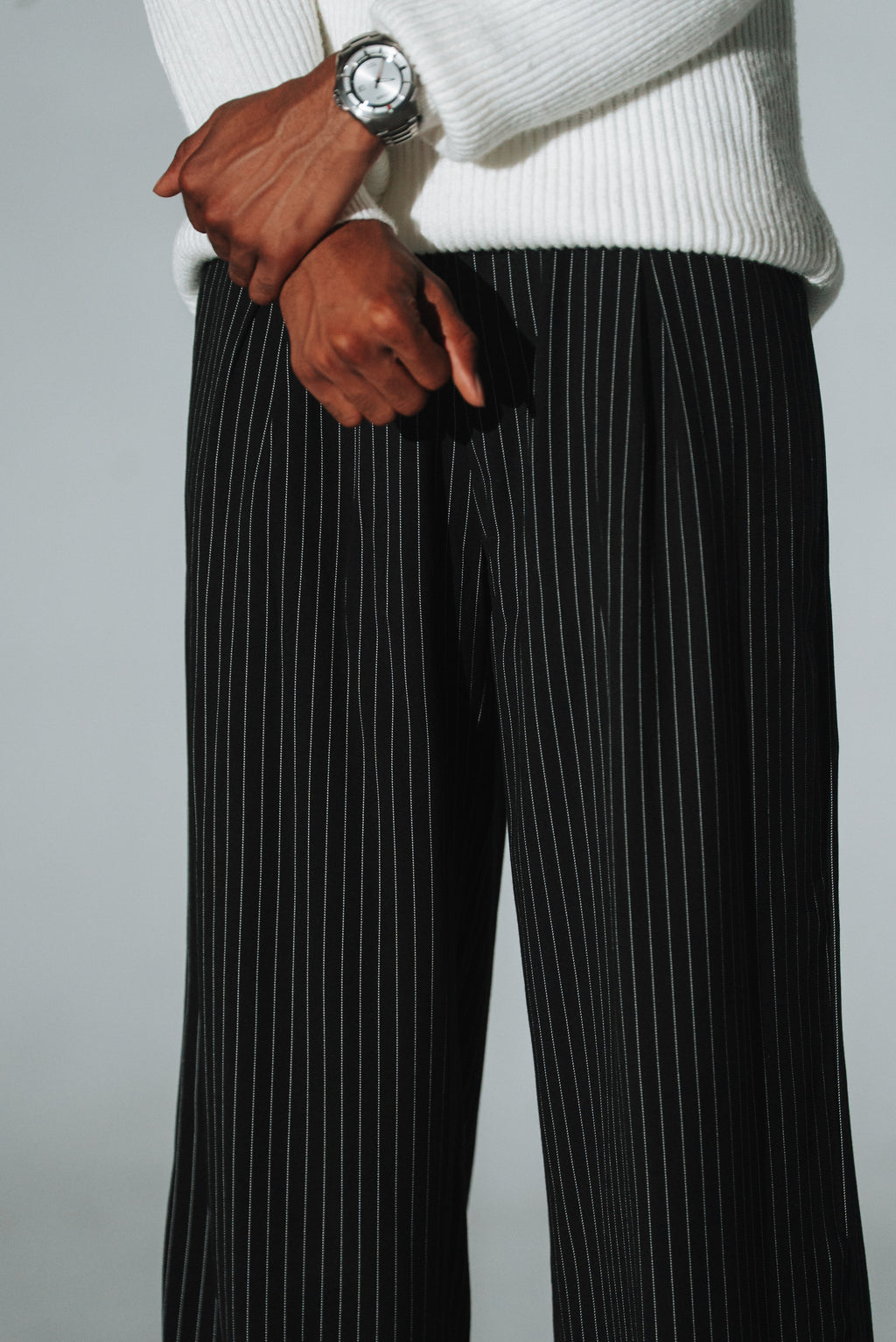 Pleated Pinstripe Pants