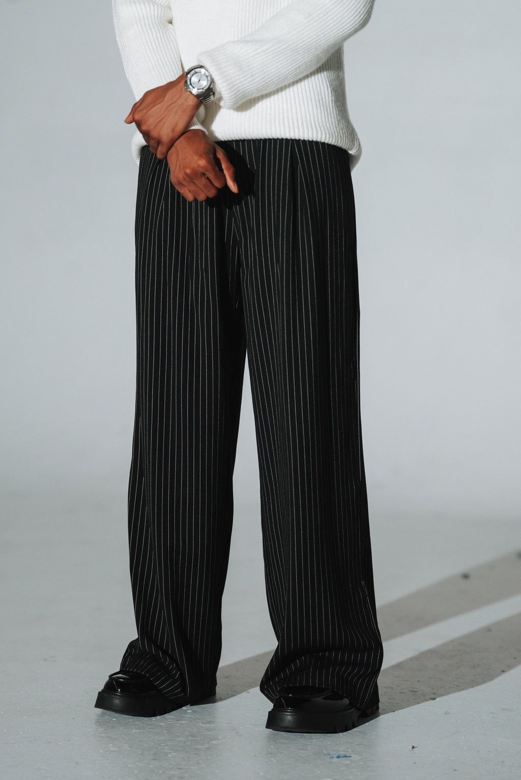 Pleated Pinstripe Pants
