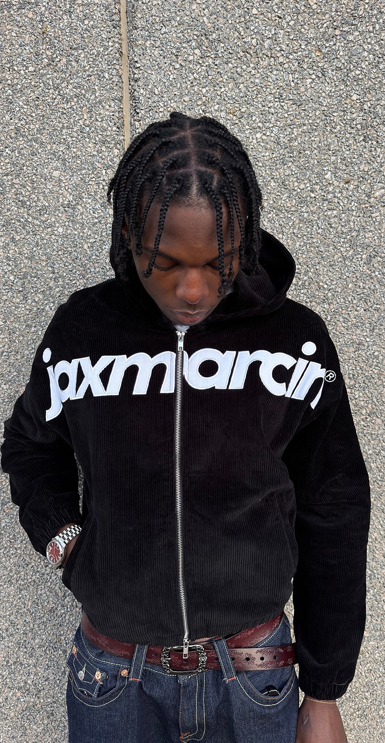 Black Corduroy Zip up
