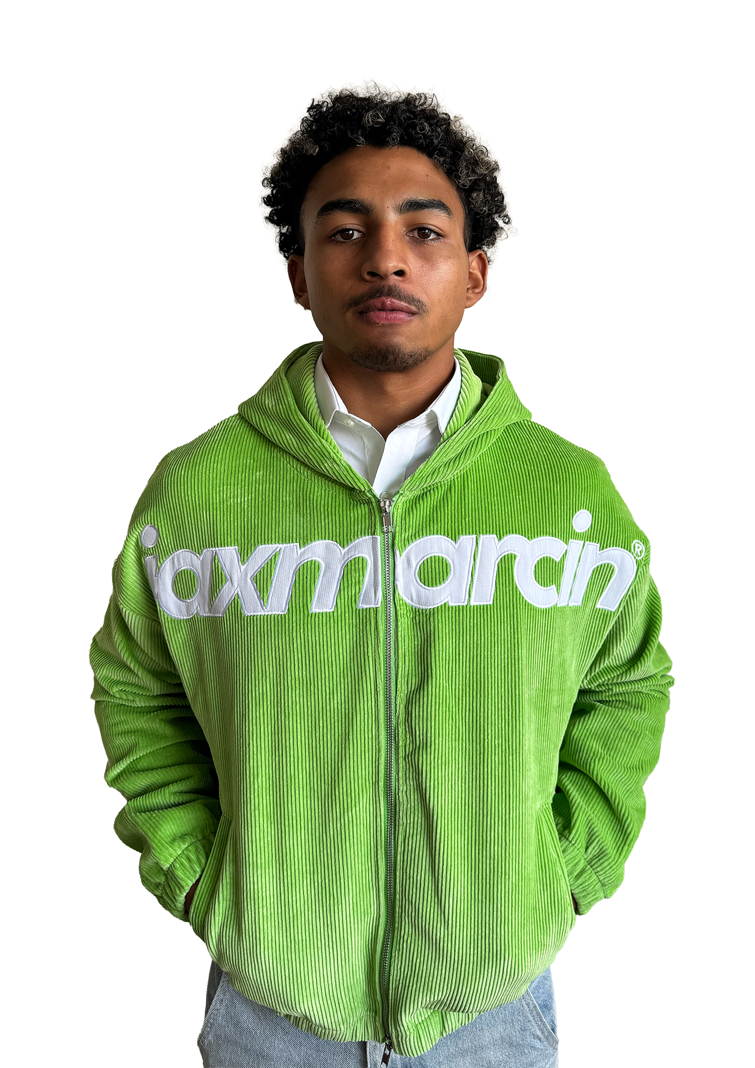 Light green corduroy zip up