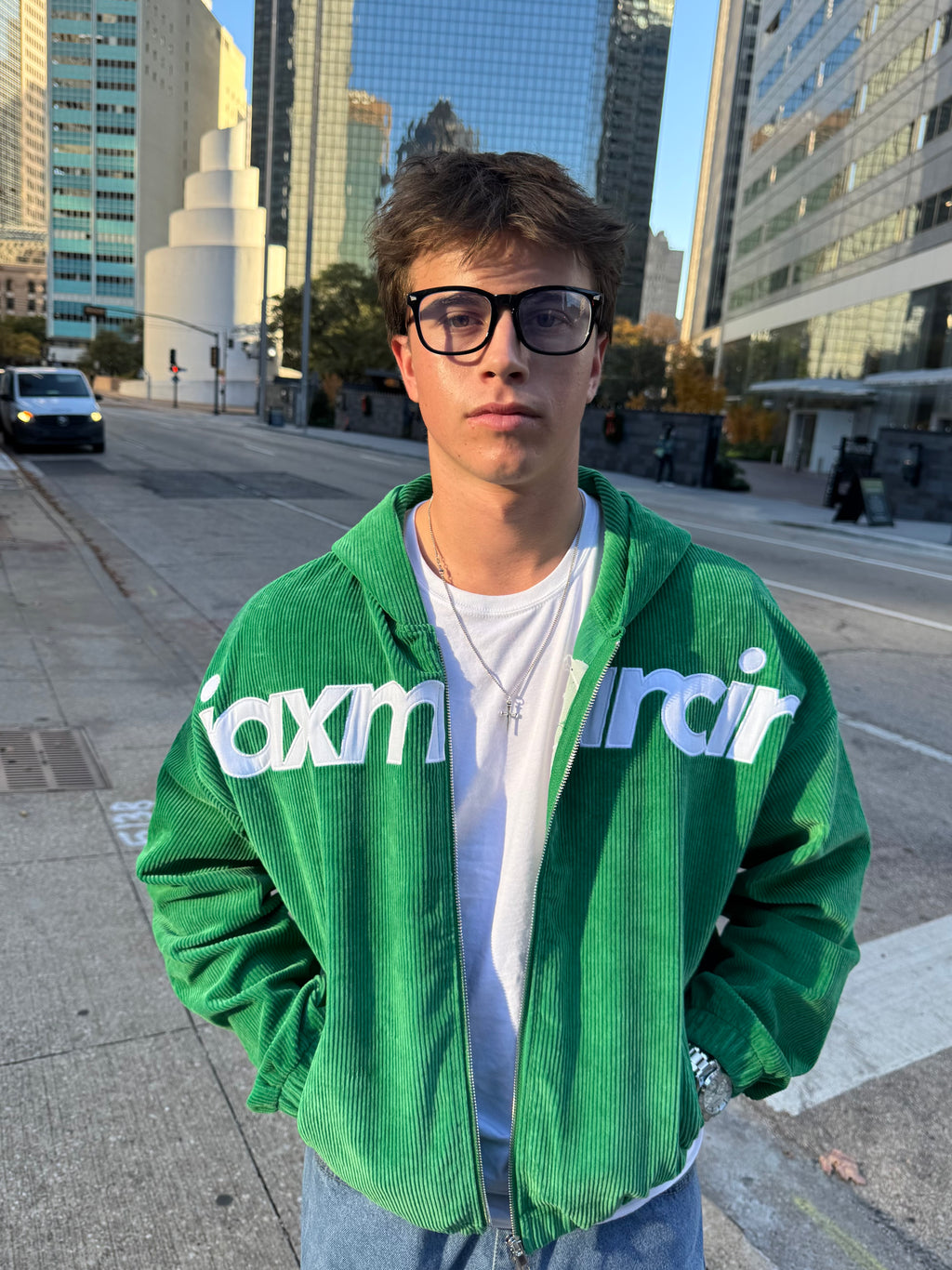 Dark Green Corduroy Zip Up