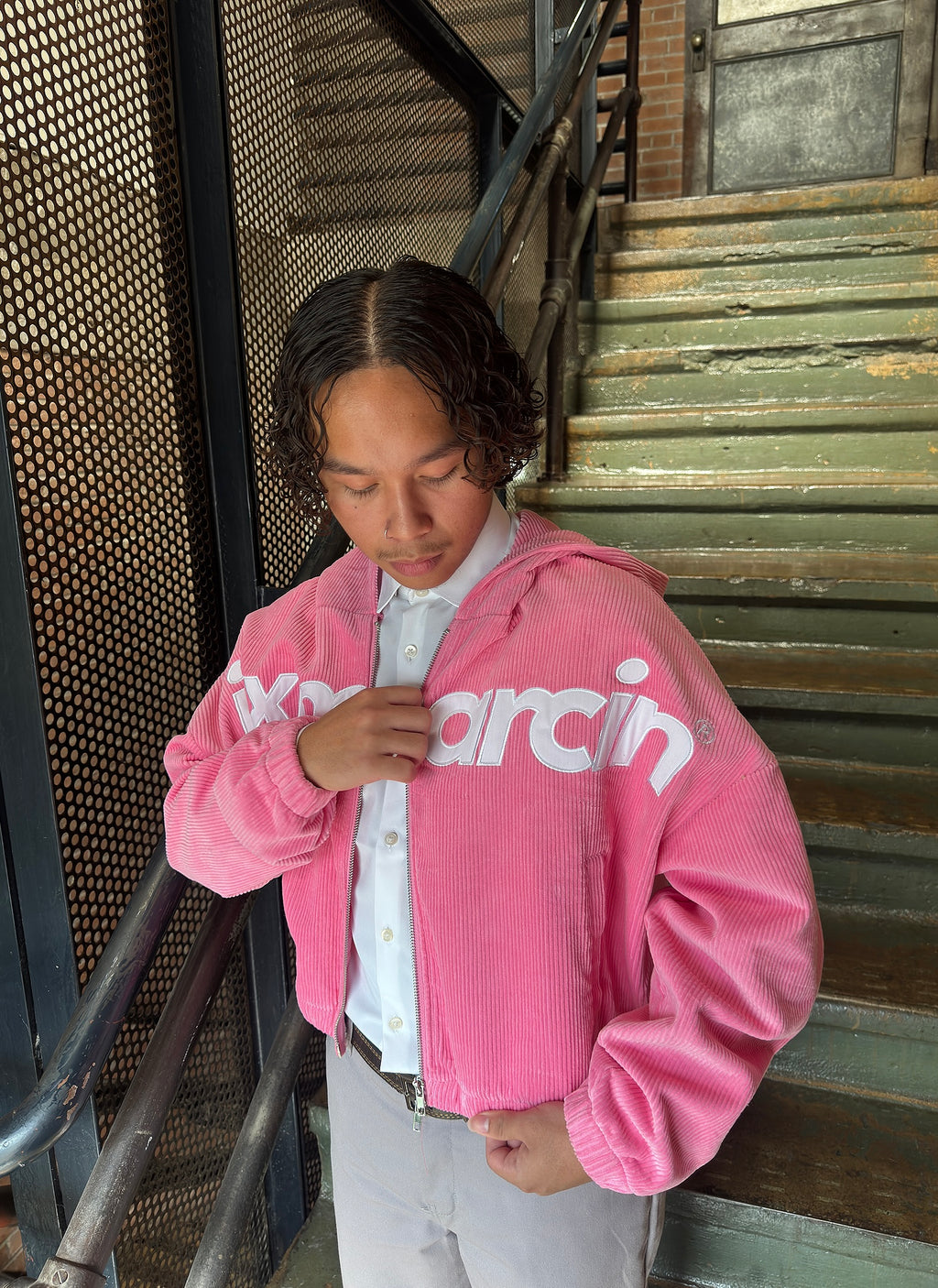 Jax Marcin Pink Corduroy Zip Up