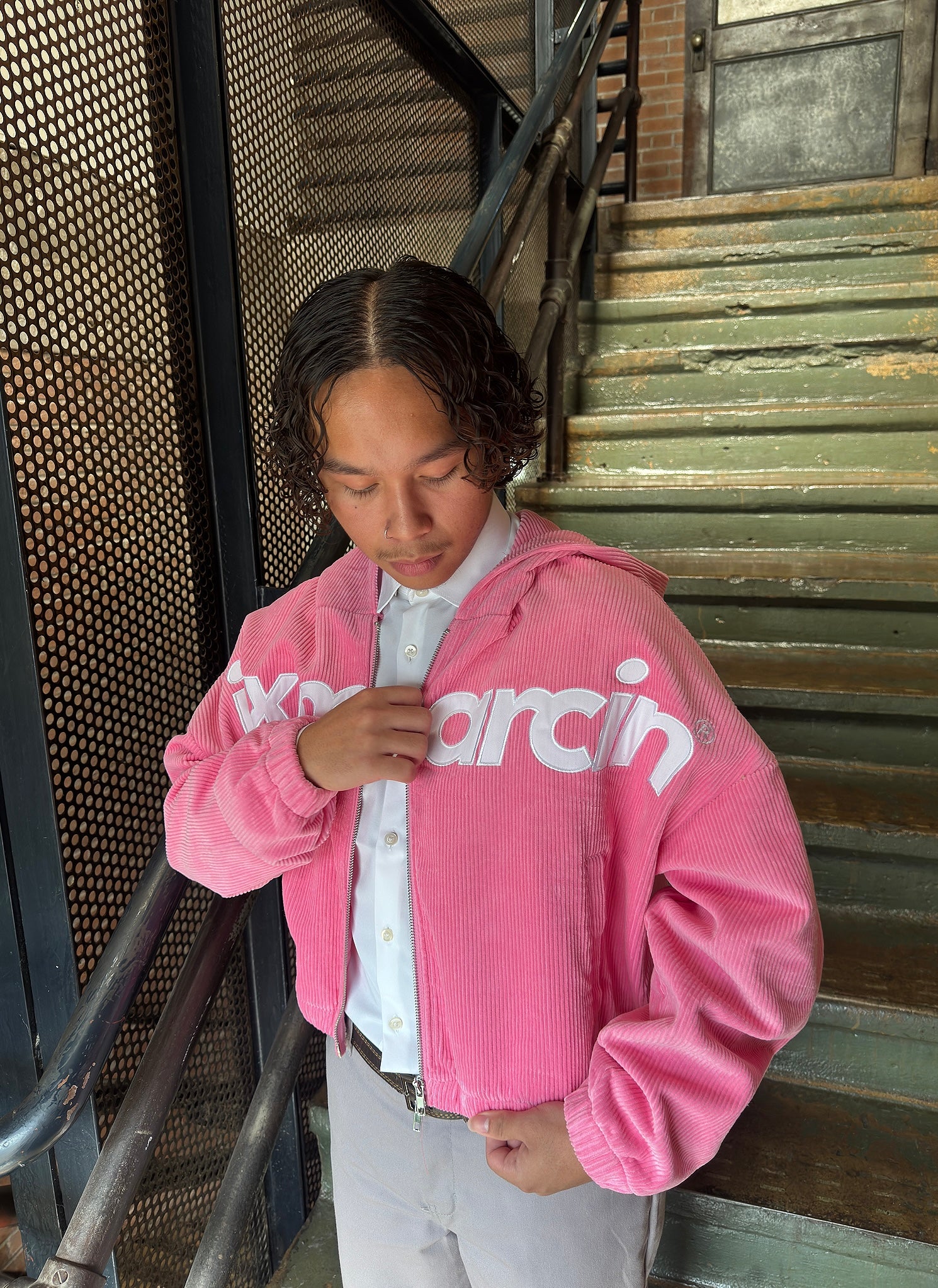 Jax Marcin Pink Corduroy Zip Up