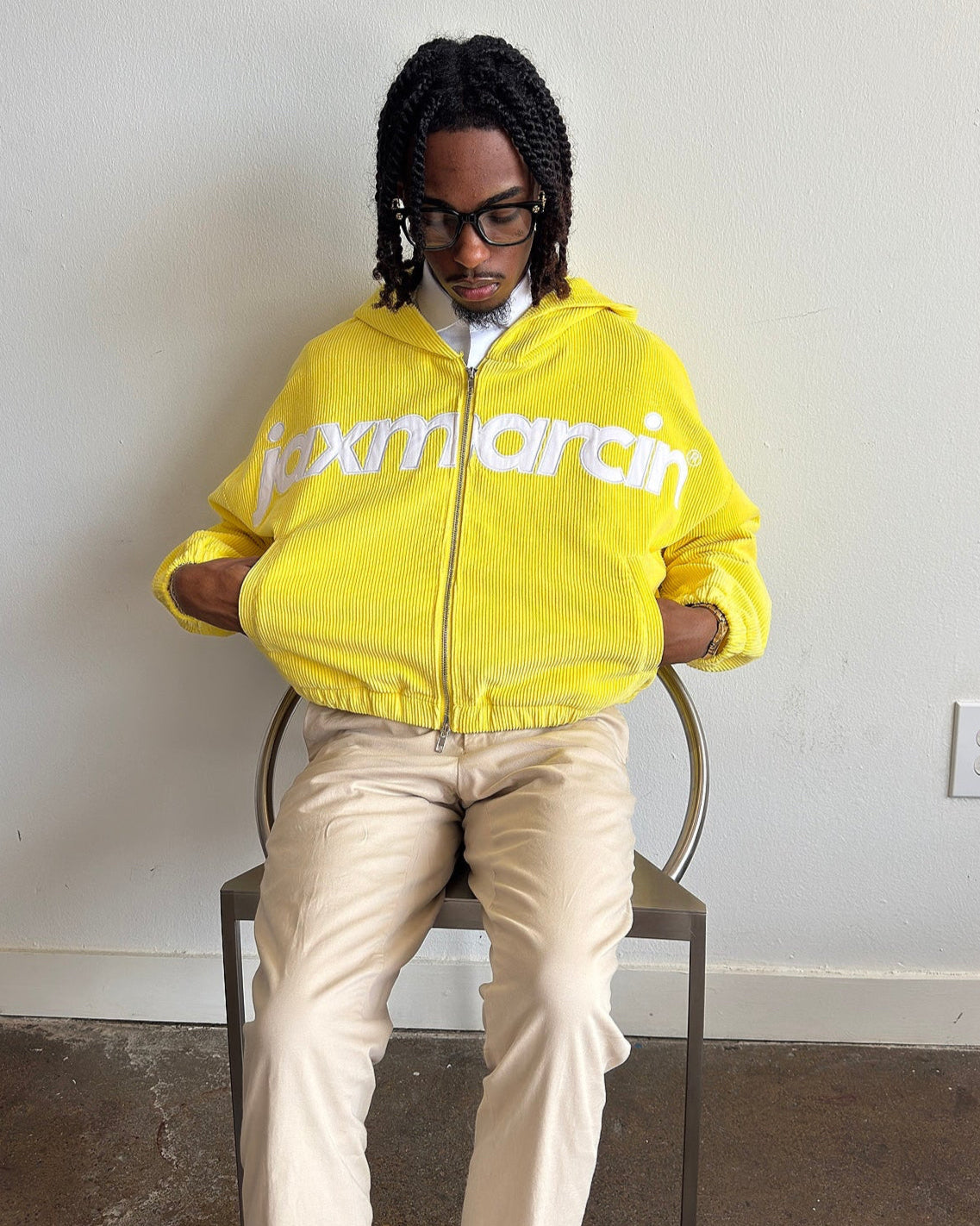 Jax Marcin Yellow Corduroy Zip up