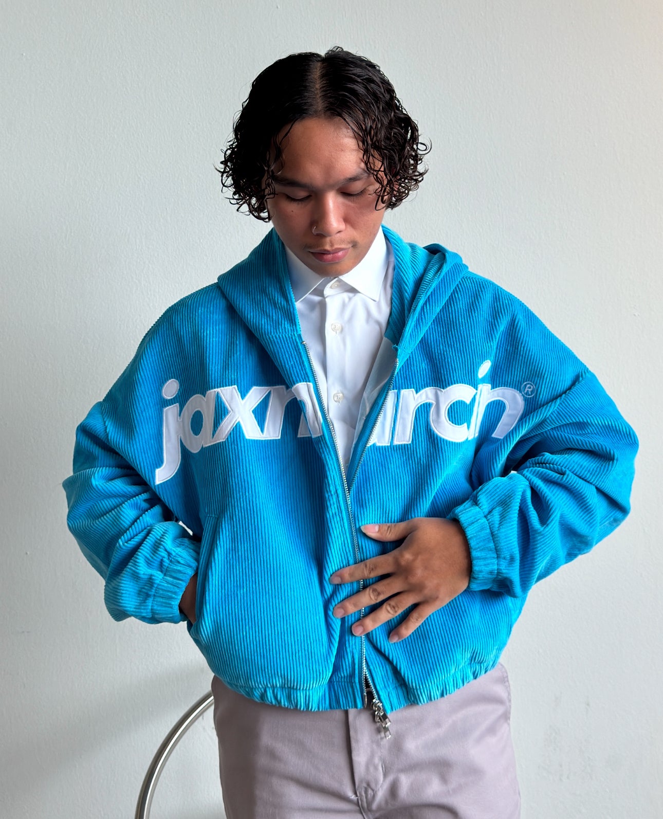 Blue Corduroy Zip up