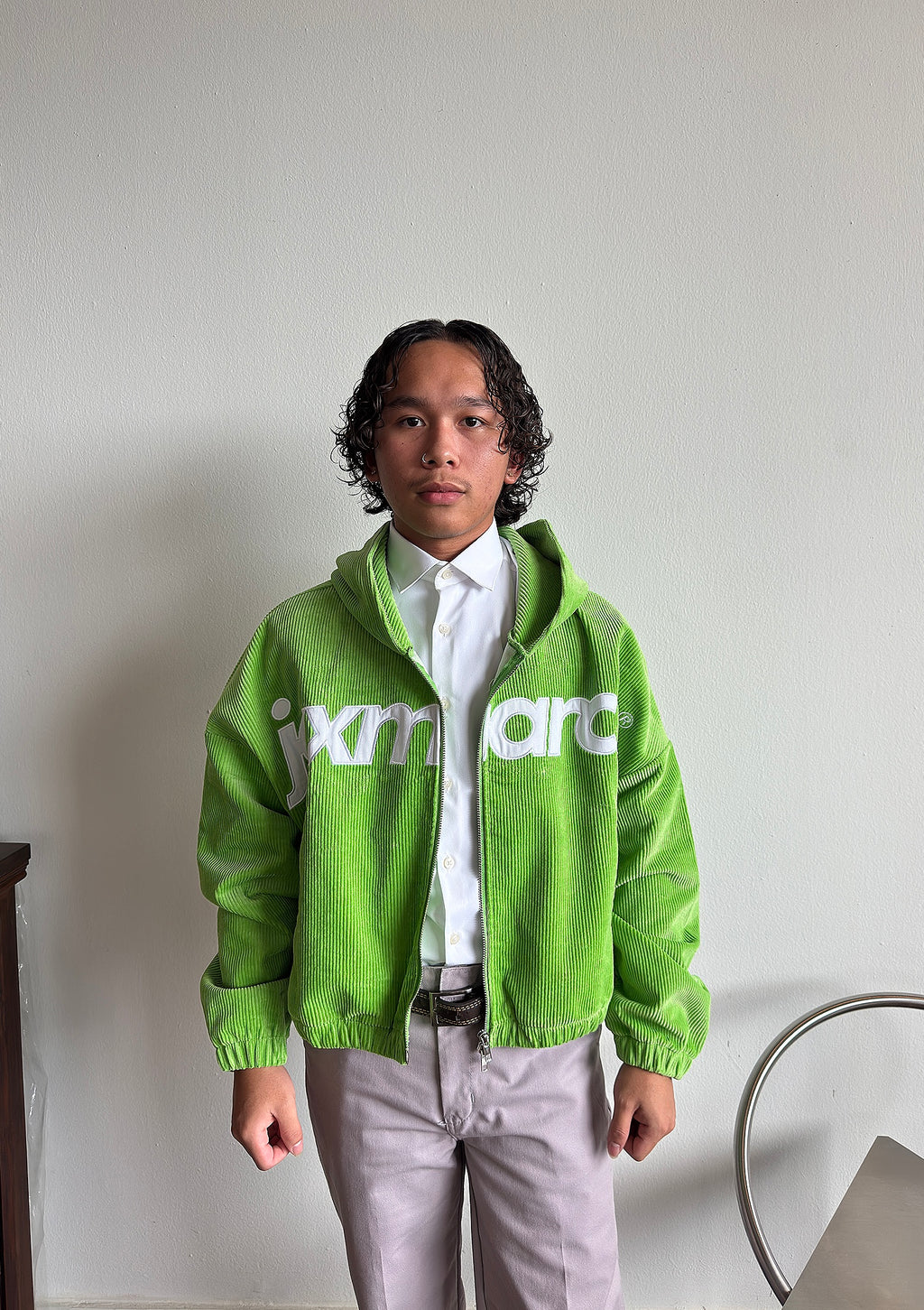 Light green corduroy zip up