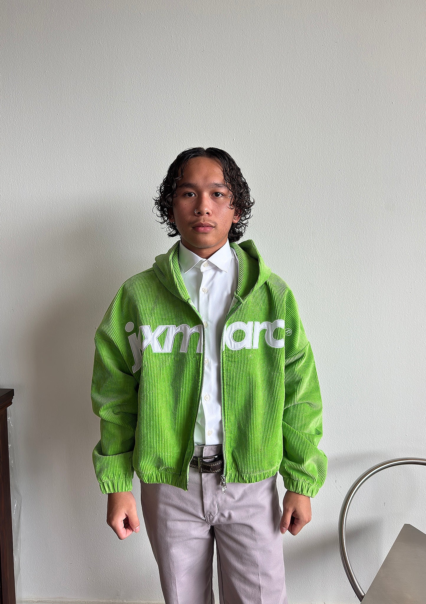 Light green corduroy zip up