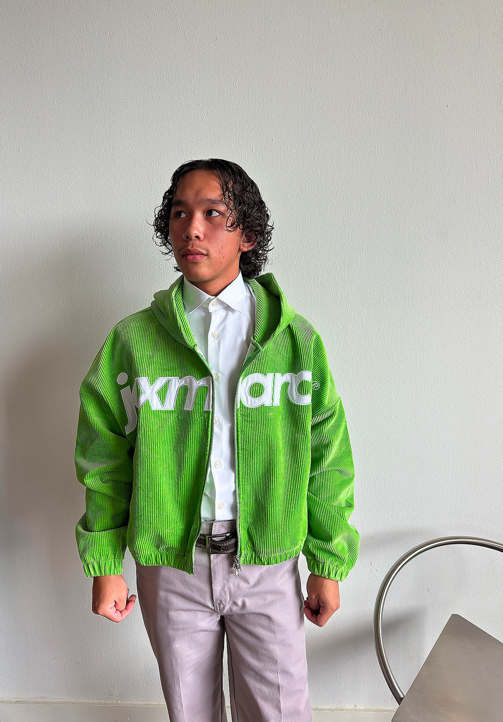 Light green corduroy zip up