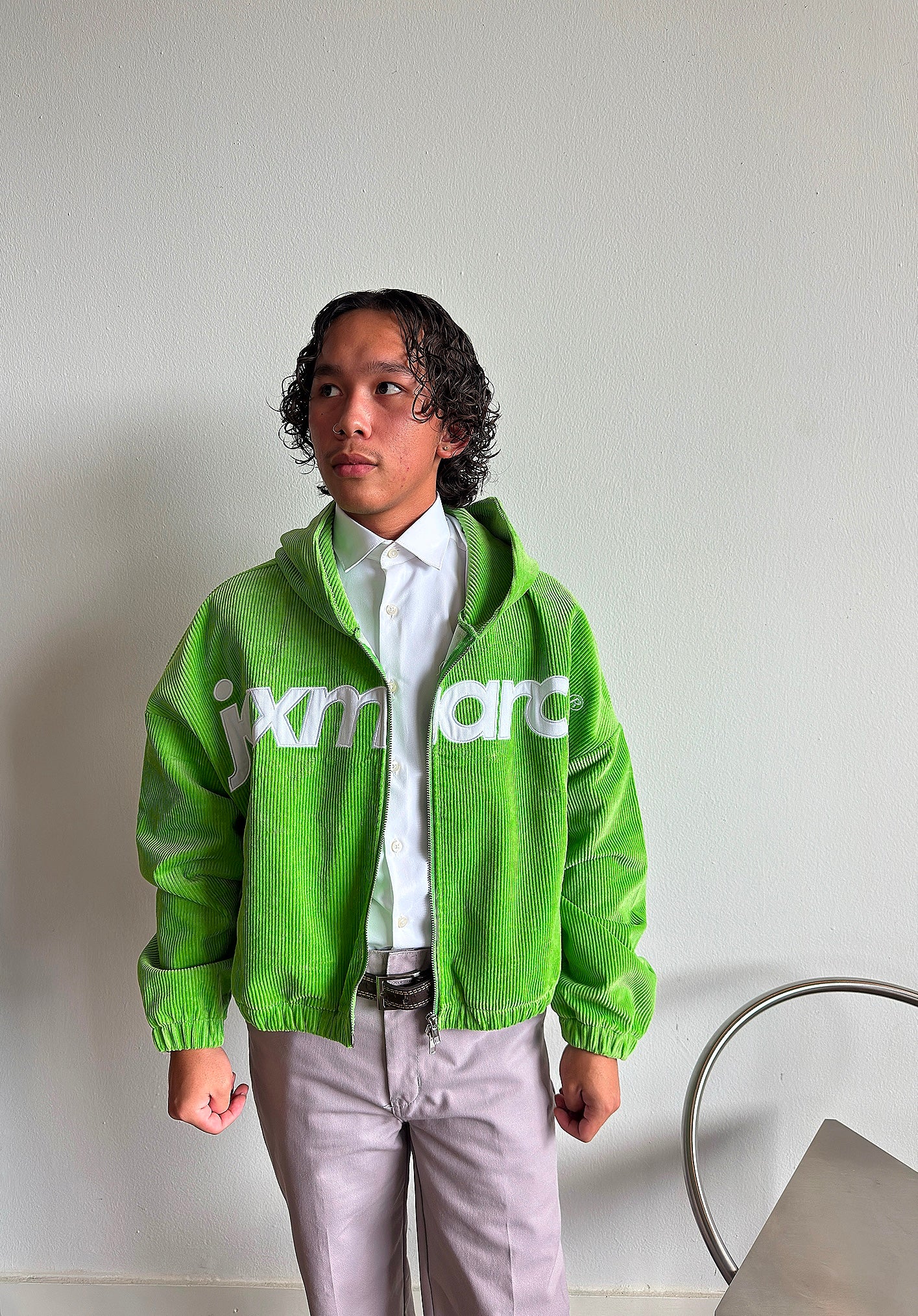 Light green corduroy zip up