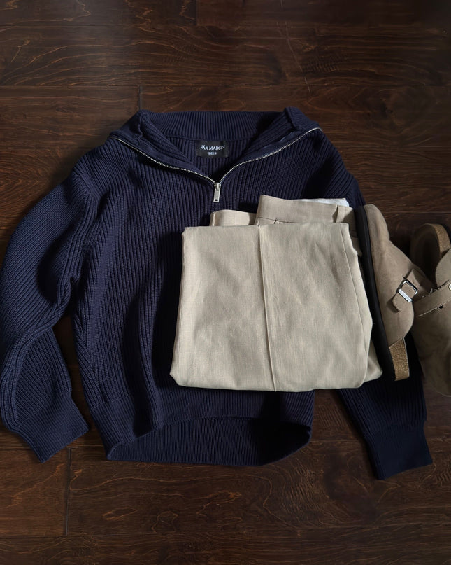 JM Navy Quarter Sweater