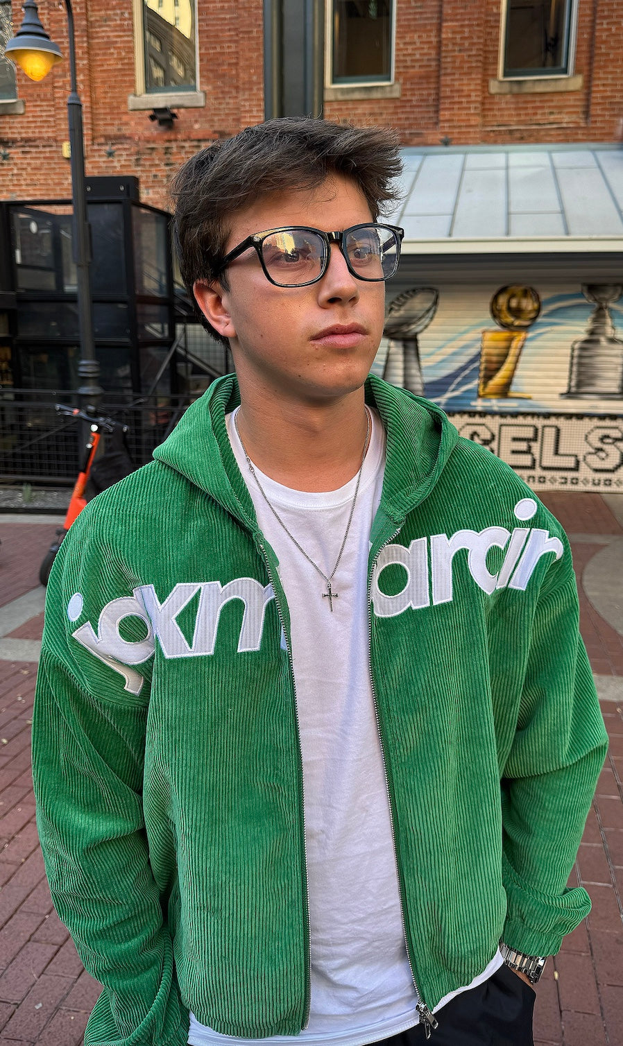 Dark Green Corduroy Zip Up