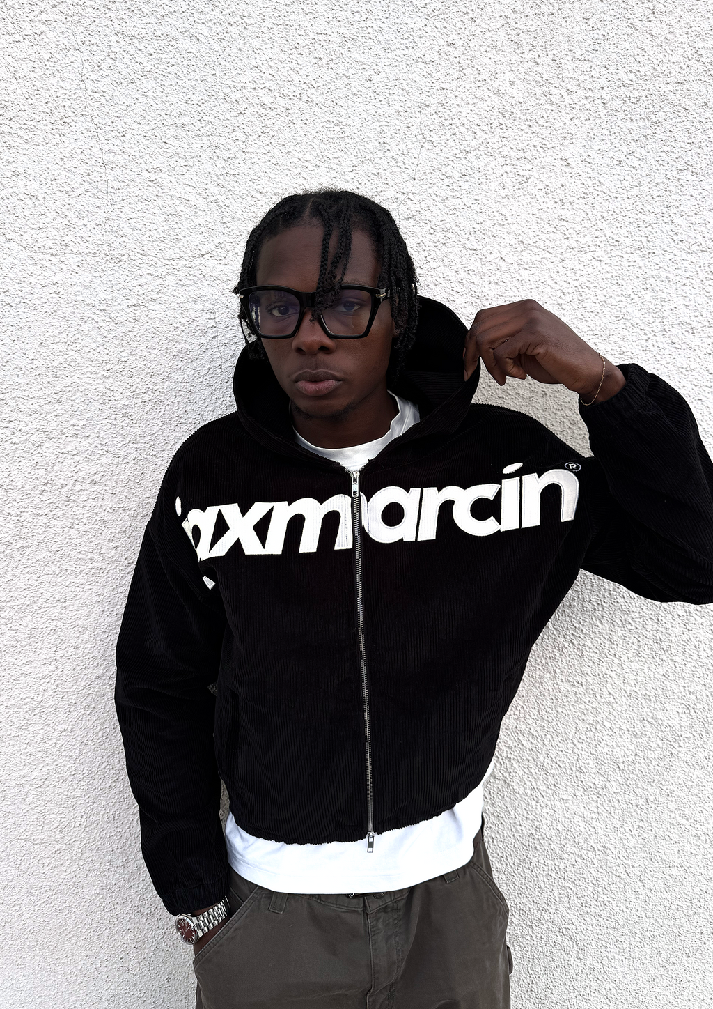 Black Corduroy Zip up