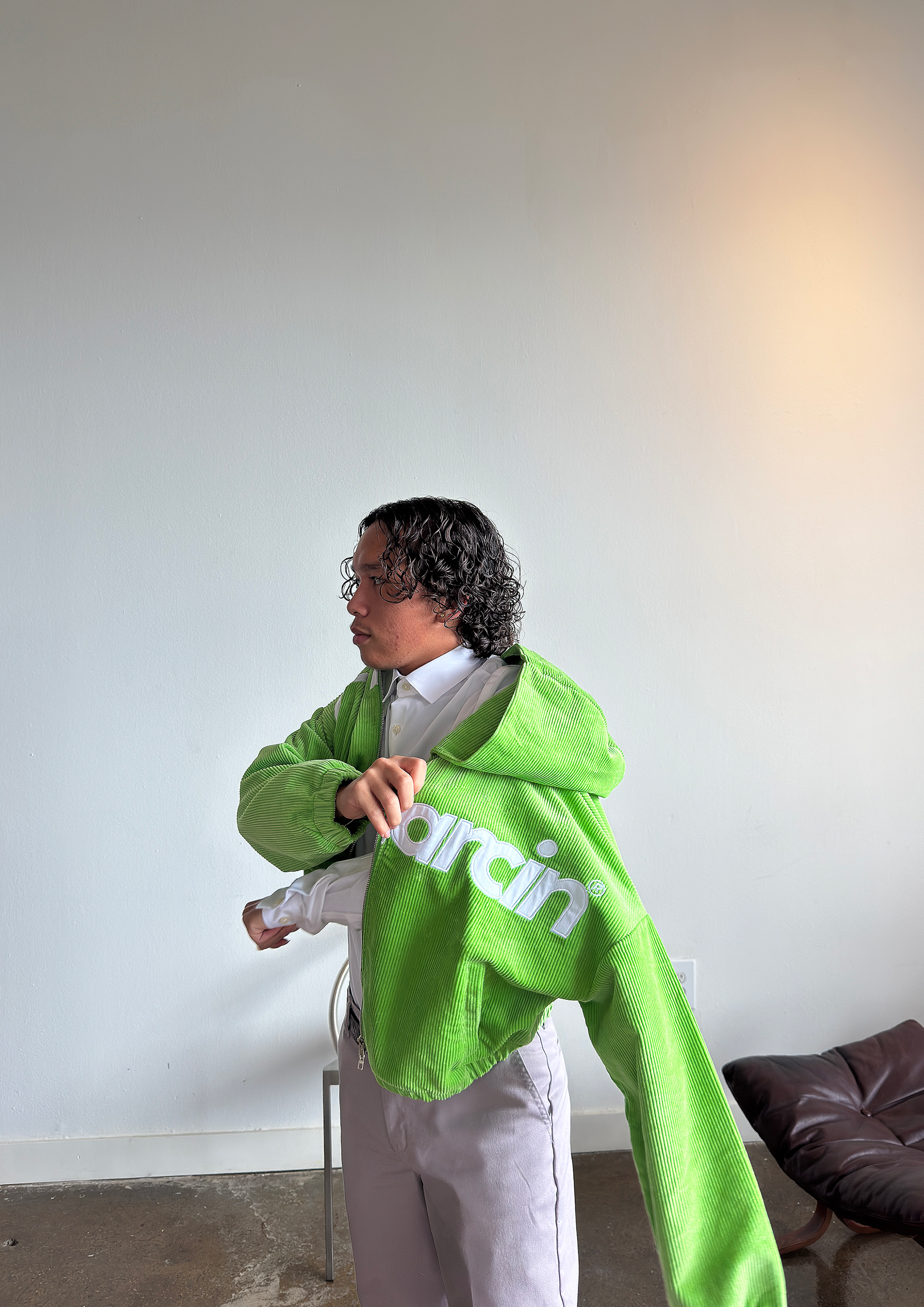 Green Corduroy Zip Up