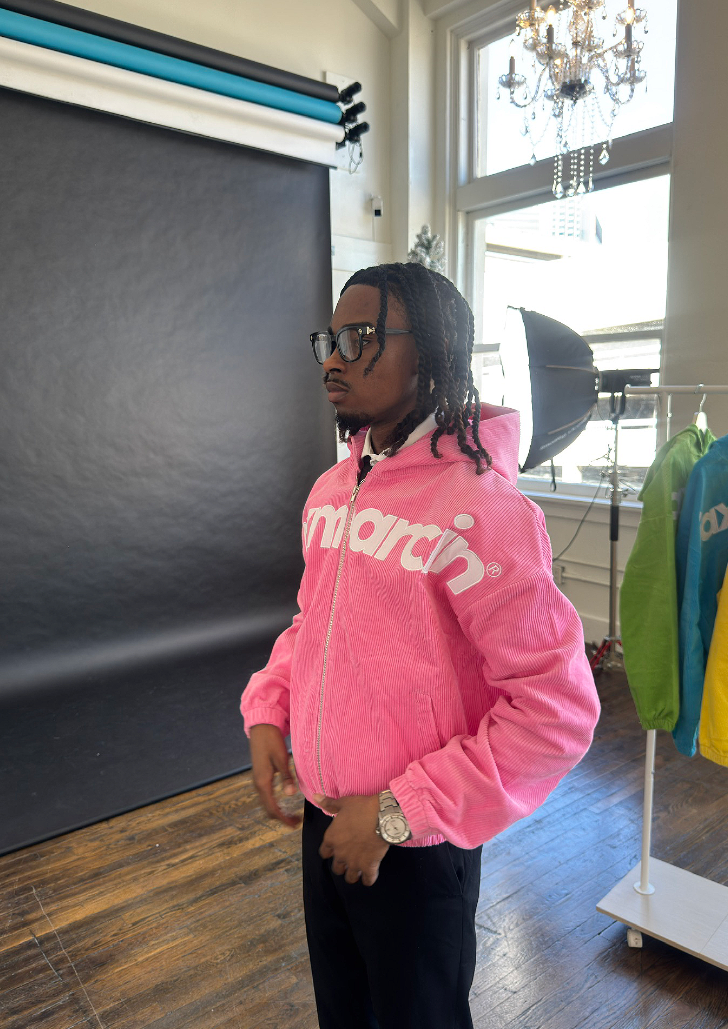 Jax Marcin Pink Corduroy Zip Up