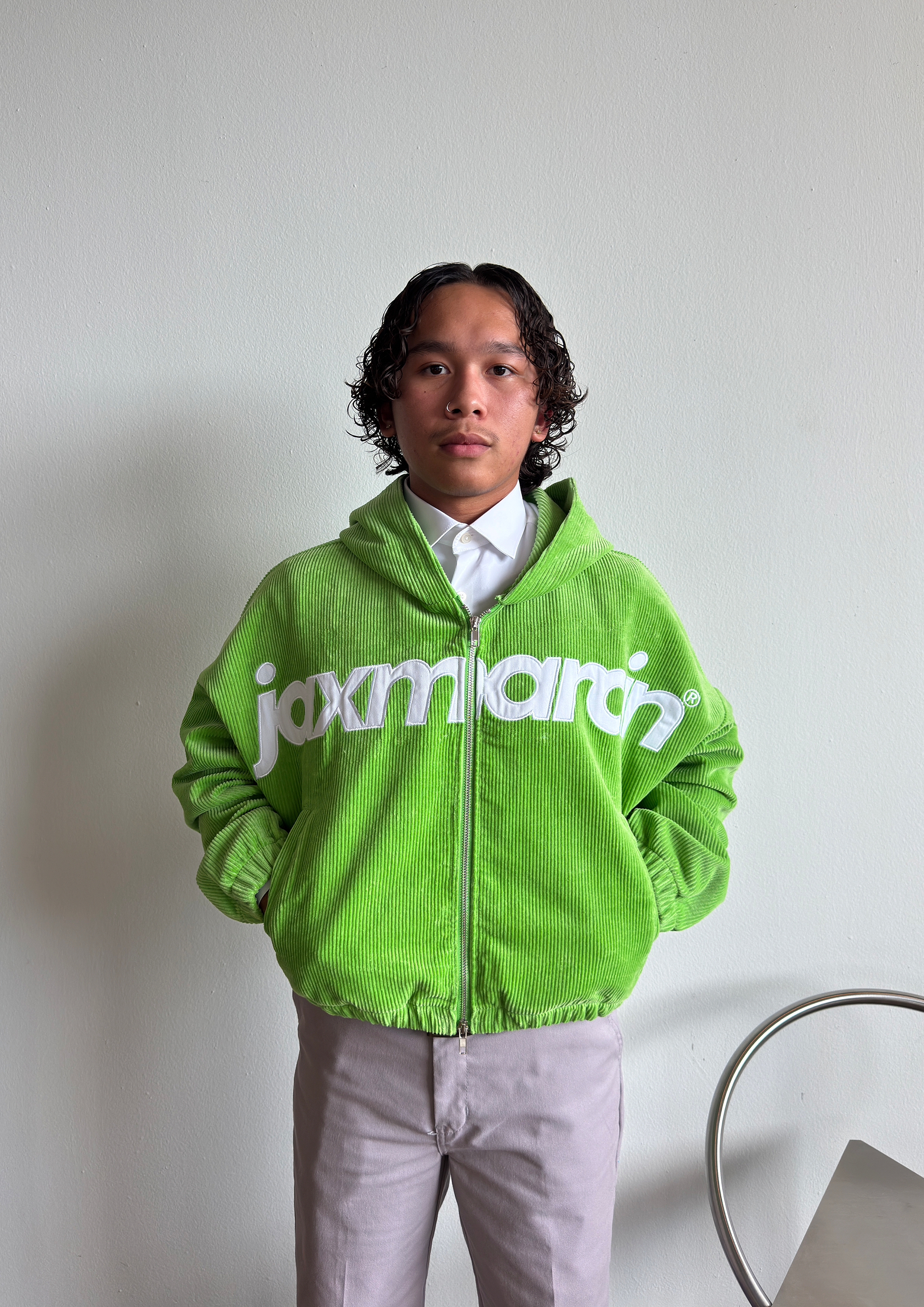 Green Corduroy Zip Up