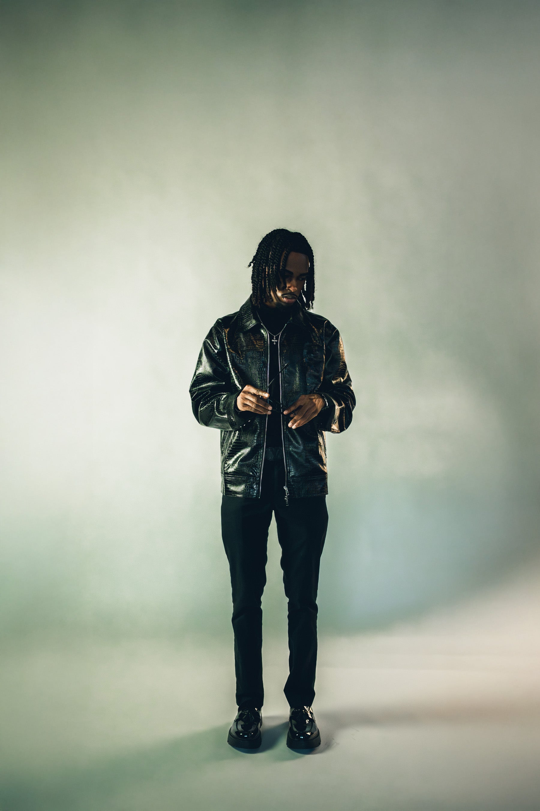 Black Crocodile Leather Jacket